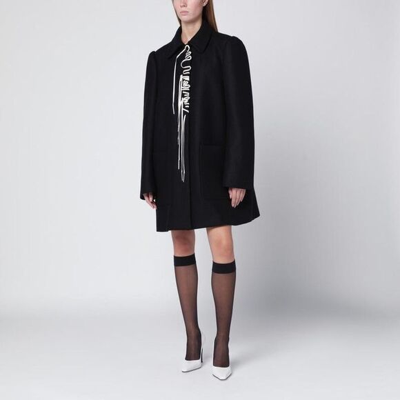 DRIES VAN NOTEN Jackets & Blazers - DRIES VAN NOTEN Wool Blend Collar Detail Coat Women BLACK Coats & Jackets